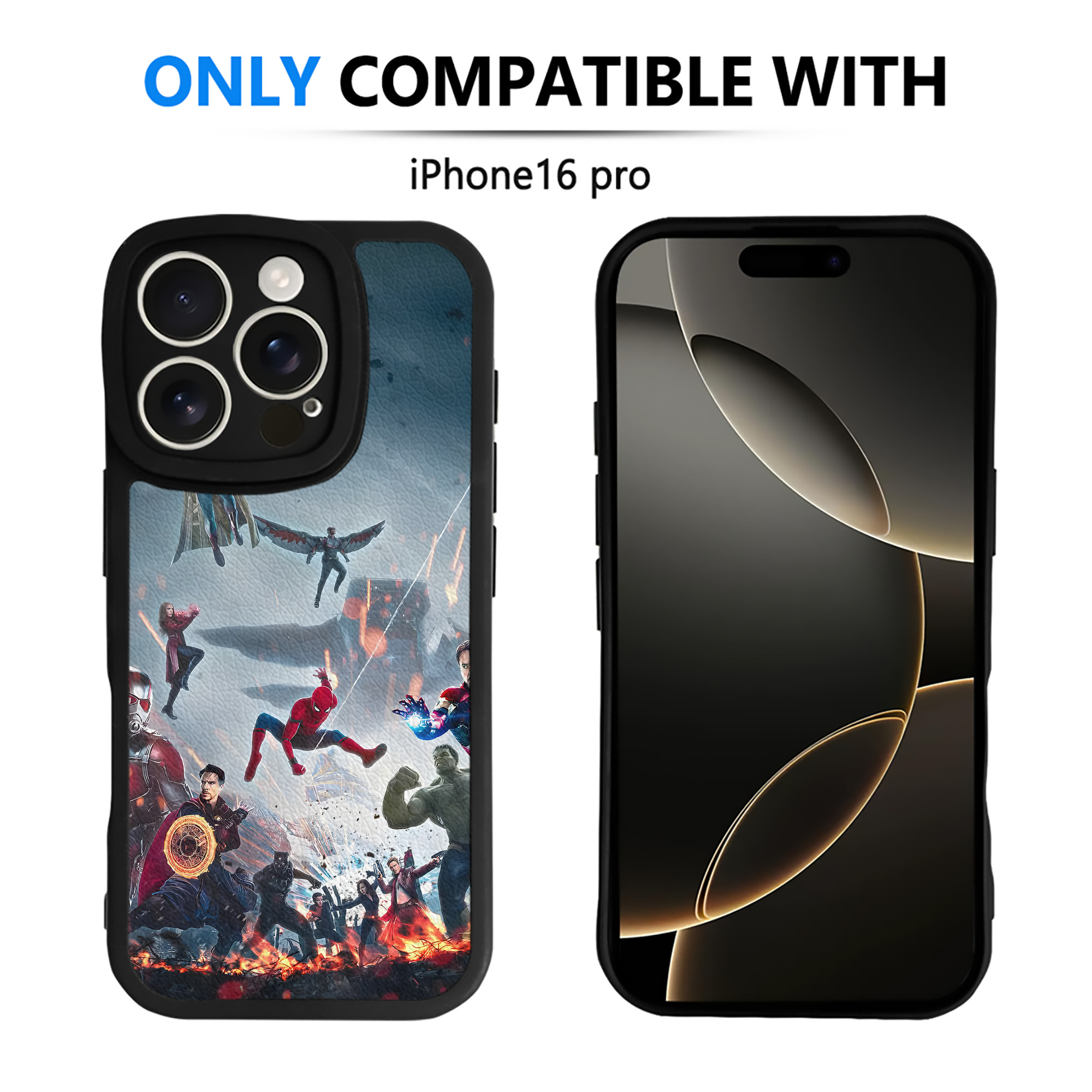 （画像用） アベンジャーズ The Avengers 【iPhone 16シリーズ対応】シリコンスマホケース（レザー調） 材質：シリコン